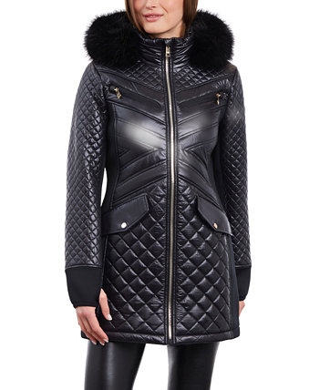 Женское стеганое пальто с капюшоном и отделкой из искусственного меха для миниатюрных размеров Michael Kors