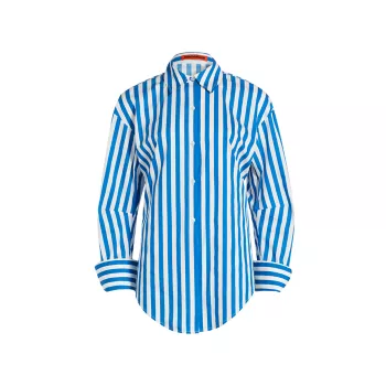 Loch Striped Cotton-Blend Poplin Shirt Simon Miller