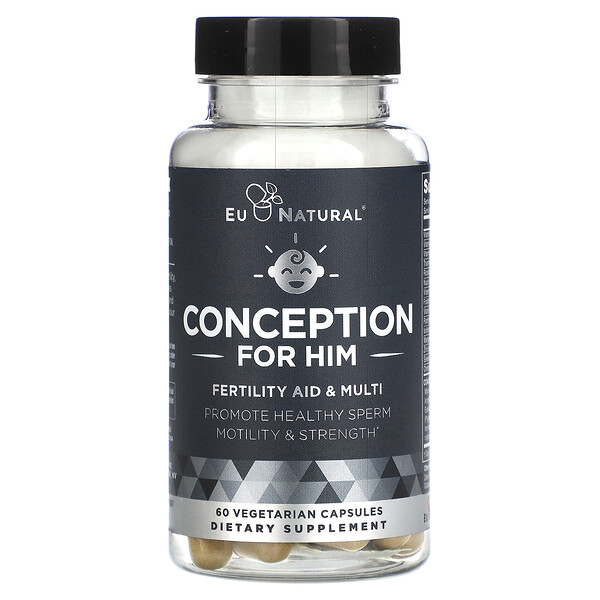 Conception Men, Цинк и фолиевая кислота, 60 вегетарианских капсул Eu Natural