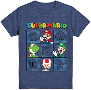 Nintendo Boys Super Mario Shirt - Mario, Luigi, Zelda, Kirby, and Donkey Kong Vintage Tee Nintendo