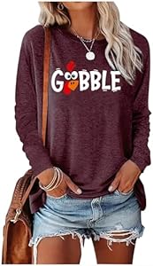 Thankful Blessed Thanksgiving Shirts Vintage Color Block T Shirt Blouse for Women Long Sleeve Splicing Tee Tops Tunic Chuntianran