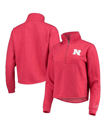 Women's Heathered Scarlet Nebraska Huskers Victory Springs Half-Zip Sweatshirt League Collegiate Wear