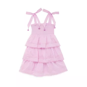 Маленькая девочка и усилитель; Многоярусное платье с клеверным принтом для девочек Zimmermann Kids