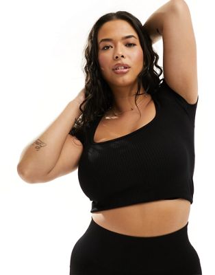 ASOS 4505 Curve Icon seamless ribbed performance T-shirt in black ASOS 4505