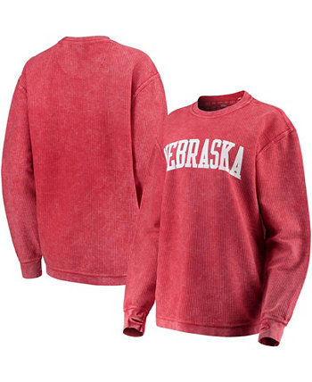 Женская толстовка Scarlet Nebraska Huskers с удобным шнуром, винтажная стирка, базовый пуловер с аркой Pressbox