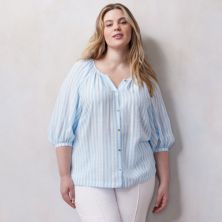 Рубашка больших размеров LC Lauren Conrad с рукавами реглан и пуговицами спереди LC Lauren Conrad