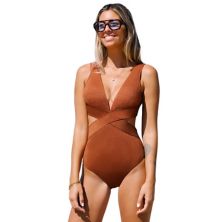 Women's CUPSHE Solid Halter One-piece Swimsuit Cupshe