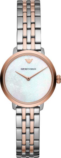 Женские двухстрелочные двухцветные часы из нержавеющей стали, 28 мм Emporio Armani
