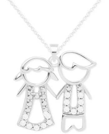 Ожерелье с подвеской Diamond Girl & Boy 18 дюймов (1/10 карата) из стерлингового серебра Macy's