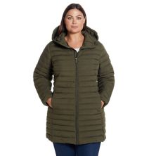 Plus Size Weathercast Hooded Channel Quilted Puffer Jacket Weathercast