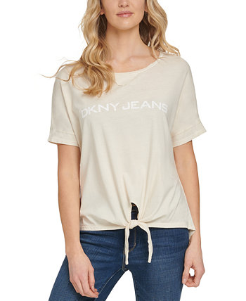 Футболка с завязками спереди и логотипом DKNY Jeans