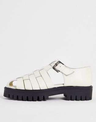 Asra Secko chunky woven sandals in white leather ASRA
