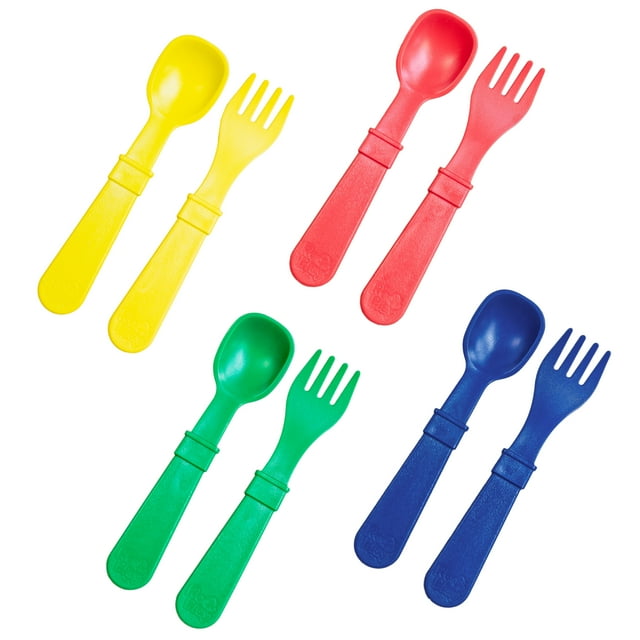 Re-Play Toddler Utensils Kids Silverware 8pk BPA Free Baby Utensils Primary Re-Play