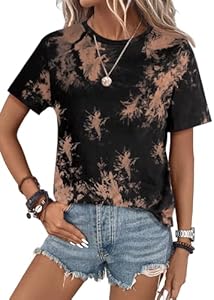 SOFIA'S CHOICE Tie Dye Shirt Women Short Sleeve Tee Shirt Crew Neck Casual Summer Tops SOFIA"S CHOICE