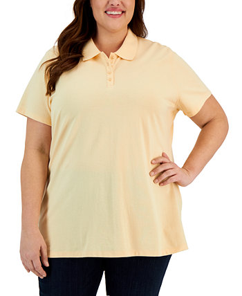 Хлопковая рубашка-поло больших размеров с короткими рукавами, созданная для Macy's Karen Scott