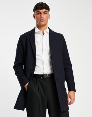 Темно-синее шерстяное пальто Jack & Jones Premium Jack & Jones