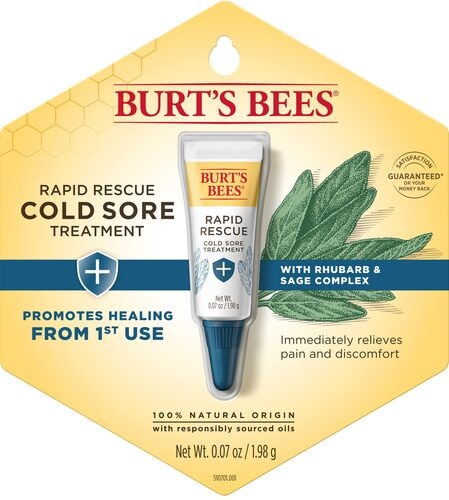 Burt's Bees Rapid Rescue Комплекс с ревенем и шалфеем для лечения герпеса -- 0,07 унции BURT'S BEES