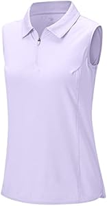 BGOWATU Women's Sleeveless Golf Polo Shirts 1/4 Zip Tennis Tank Tops with Collar UV Protection Quick Dry Bgowatu