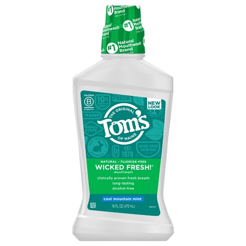 Tom's of Maine Wicked Fresh!® Безалкогольная натуральная жидкость для полоскания рта Cool Mountain Mint - 16 жидких унций Tom's of Maine