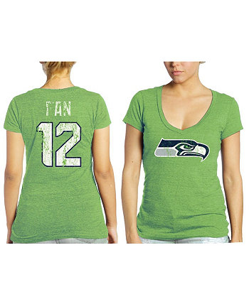 Women's 12s Neon Green Seattle Seahawks Tri-Blend Name and Number T-shirt Industry Rag