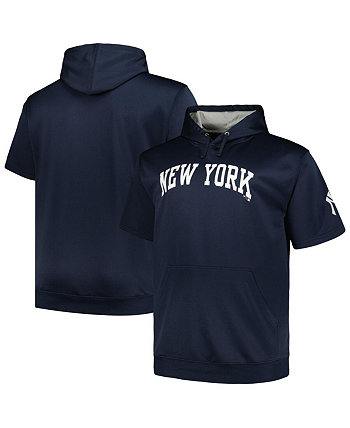 Мужской темно-синий пуловер с короткими рукавами New York Yankees Big and Tall Contrast, толстовка с капюшоном Profile
