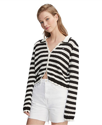 Women's Crochet Striped Collared Cardigan Tommy Jeans