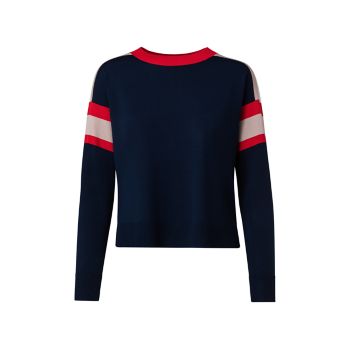 Stripe Shoulder Wool Sweater Akris punto
