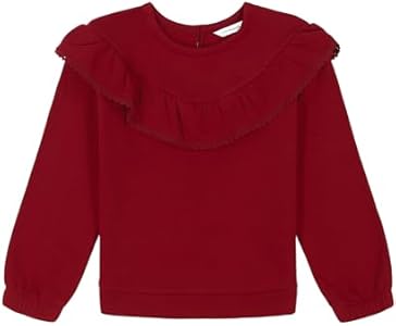 Lucky Brand Girls' Pullover Fleece Crewneck Sweatshirt, Red Ruffle, 12-14 Lucky Brand