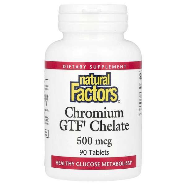 Хром GTF Хелат - 500 мкг - 90 таблеток - Natural Factors Natural Factors