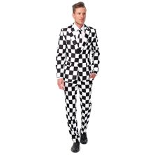 Мужской костюм Suitmeister Slim-Fit в клетку, черно-белый квадратный костюм и галстук Suitmeister