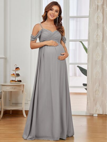 EVER-PRETTY для беременных Платье открытыми плечами с молнией из шифона EVER-PRETTY