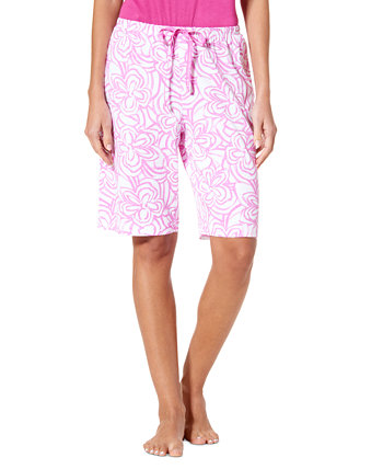 Женские вязаные пижамные шорты-бермуды с цветочным принтом HUE