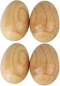 Bstinay 4 Pieces Sturdy Natural Wood Egg Shaker Hand Percussion Instrument Used to Make DIY Parts Bstinay