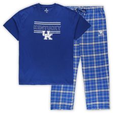 Men's Concepts Sport Royal/Gray Kentucky Wildcats Big & Tall Plaid Pants Sleep Set Unbranded