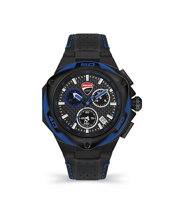 Мужские часы Motore Chronograph с черным натуральным кожаным ремешком 45 мм Ducati Corse