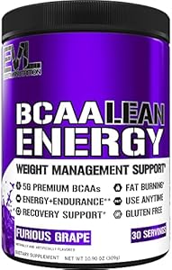 EVL BCAA Lean Energy Powder (Порошок) - Pre Workout Green Tea Fat Burner Support with BCAAs Amino Acids and Clean Energizers - BCAA Powder Post Workout Recovery Drink for Lean Muscle Recovery - Fruit Punch Evlution