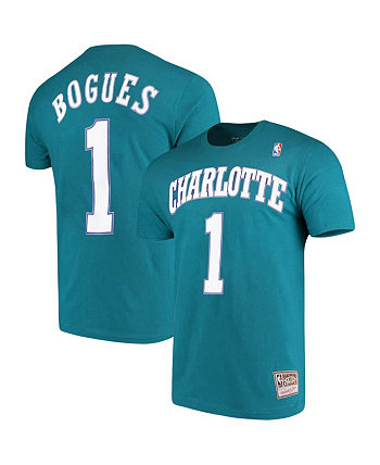 Мужская футболка Muggsy Bogues Teal Charlotte Hornets Hardwood Classics с именем и номером игрока Mitchell & Ness
