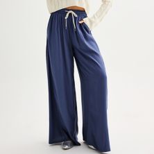 Juniors' SO® High Waisted Baggy Wide Leg Twill Pants SO