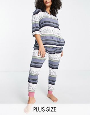 Пуговица Chelsea Peers Plus через пижамный комплект с горным принтом Chelsea Peers