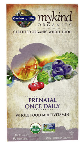 Garden of Life mykind Organics Prenatal Мультивитамины из цельных продуктов один раз в день -- 90 веганских таблеток Garden of Life