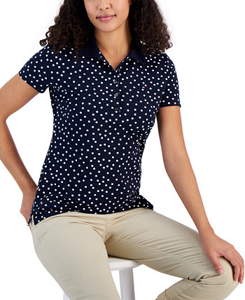 Женская футболка-поло на четверть пуговицы с точечным принтом Tommy Hilfiger