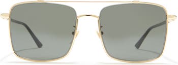Солнцезащитные очки в прямоугольной металлической оправе 56 мм GUCCI