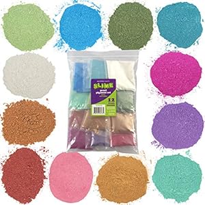 Maddie Rae's Slime Pearl Pigment Powder Extra Large 28g (1oz) Packs- 12 Mica Powder Colors - Great for Slime, Soap Making, Candle Making, Bath Bomb Dye Colorant, DIY Arts & Crafts Projects, Xmas Gift SCS Direct