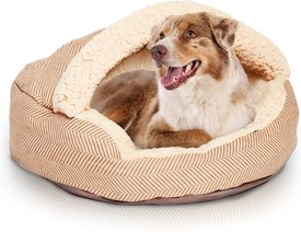 Precious Tails Herringbone Canvas Fleece Deep Dish Covered Cat & Dog Bed Precious Tails