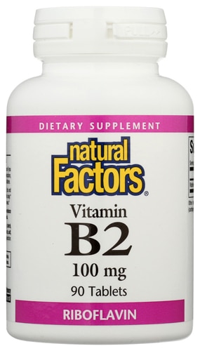 B2 Рибофлавин - 100 мг - 90 таблеток - Natural Factors Natural Factors