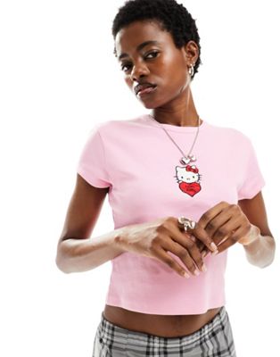 Розовая футболка с лицензионным изображением hello kitty ASOS DESIGN ASOS DESIGN