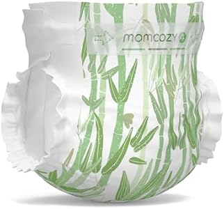 Momcozy Newborn Diapers, Baby Diapers Natural Bamboo Diapers Hypoallergenic for Sensitive Skin, Disposable Diapers, Organic Diapers Infant Diapers Size 1(80 Count) Momcozy