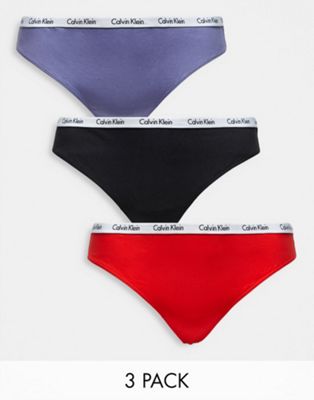 Женские Трусы-стринги Calvin Klein, 3 штуки, цвета терракот, лиловый и черный Calvin Klein