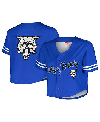 Женская укороченная рубашка на пуговицах с v-образным вырезом Royal Kentucky Wildcats Vault Mitchell & Ness