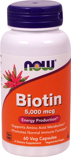 Биотин - 5000 мкг - 60 вегетарианских капсул - NOW Foods NOW Foods